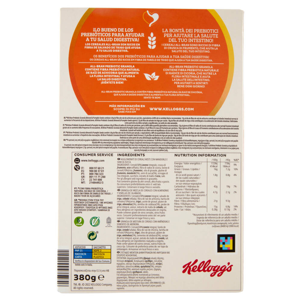 Kellogg S All Bran Prebiotic Con Avena Almond Pumpkin Seeds 380 G