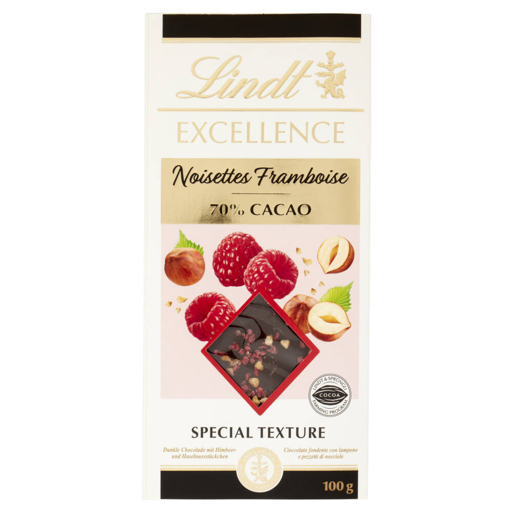 Lindt Excellence Tavoletta Cioccolato Fondente Lampone E Nocciole G