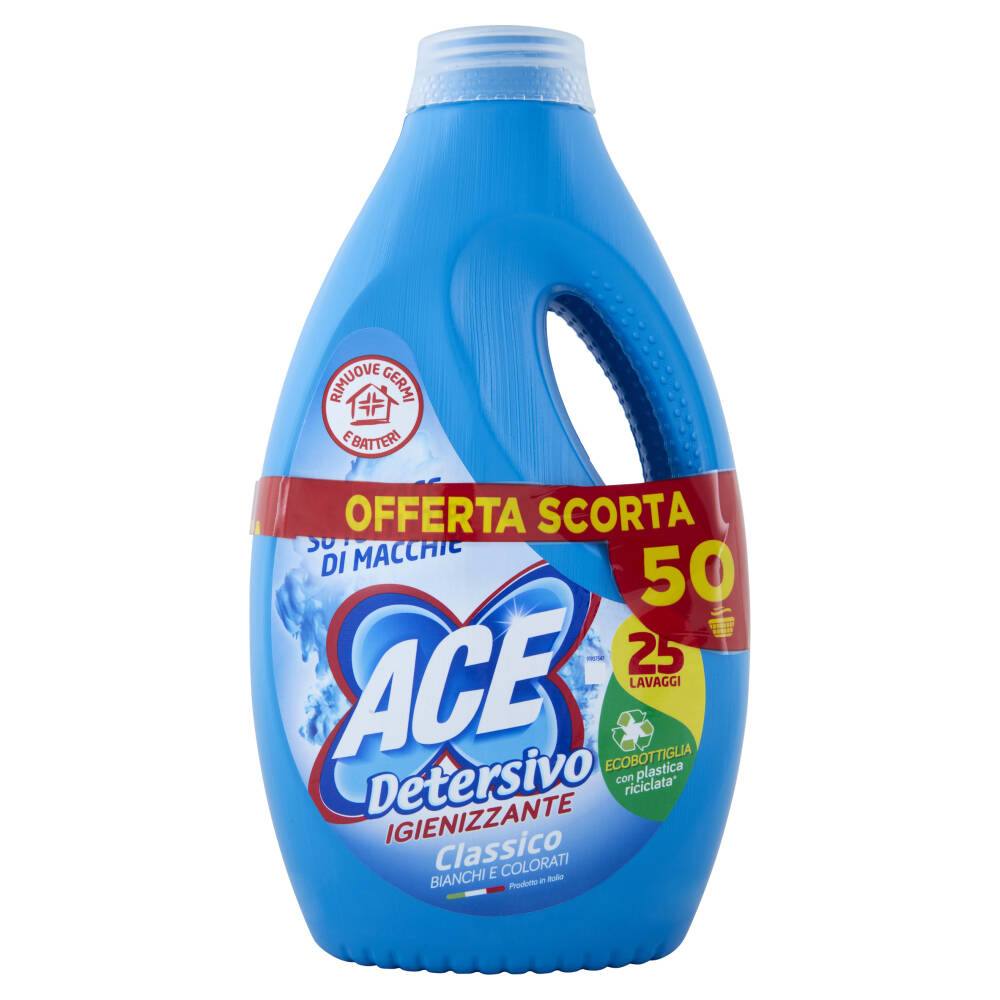 Ace Detersivo Liquido Classico Igienizzante 2 X 25 Lavaggi 2 X 1375 Ml