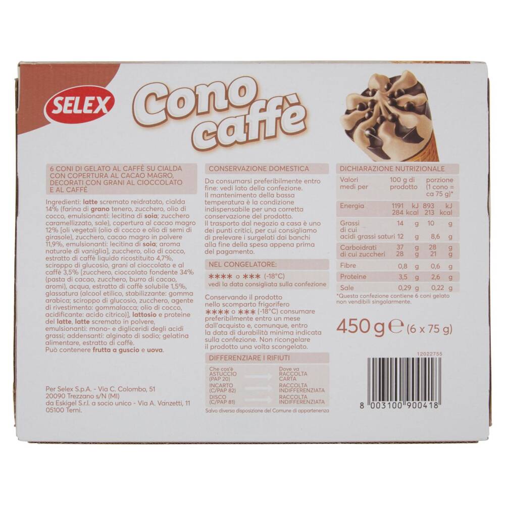 Selex 6 Coni di Gelato Caffè 450 g NonPesa it Spesa Online