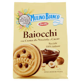 Mulino Bianco Baiocchi Biscotti Snack Farciti Con Crema Alla Nocciola E