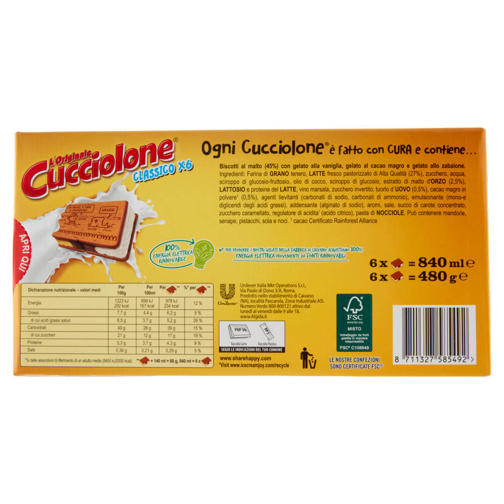 Algida L Originale Cucciolone Classico 6 X 480 G NonPesa It Spesa