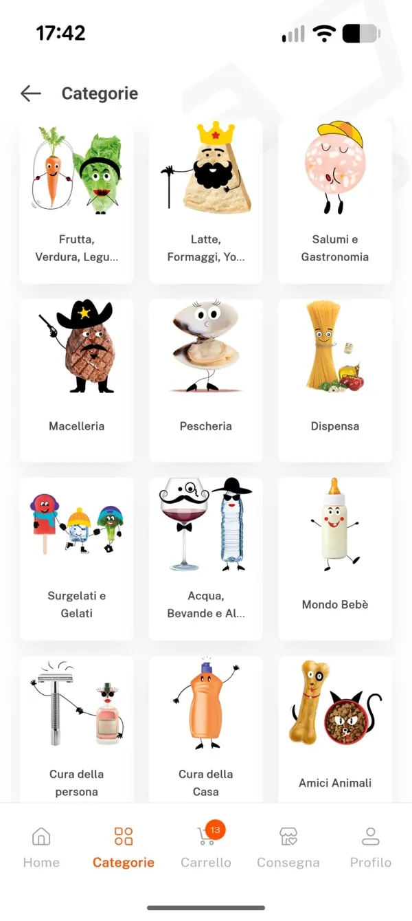 App NonPesa.it: elenco delle categorie