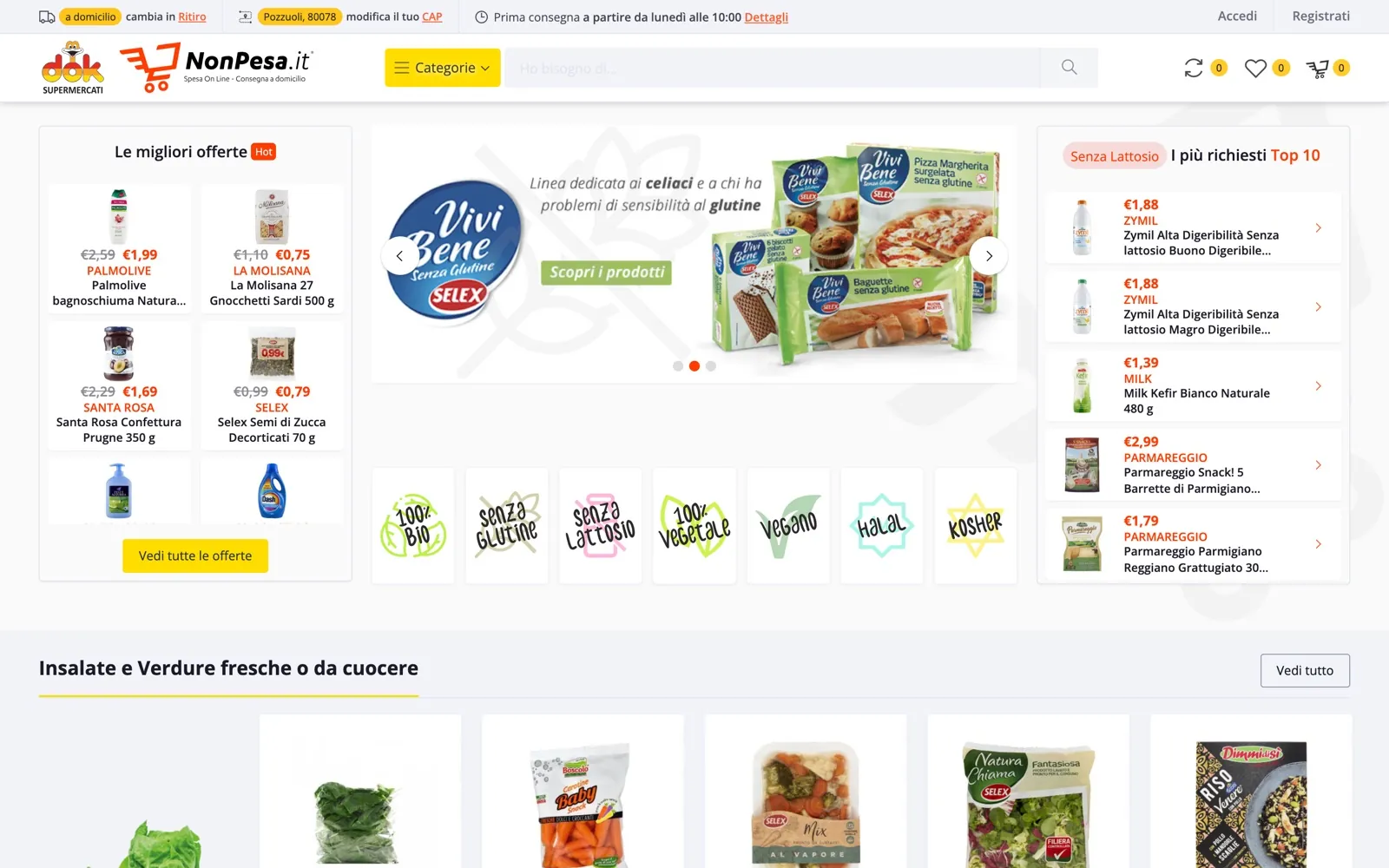 Sito NonPesa.it realizzato con NonPesa eGrocery Engine: offerte, banner, ricerca per stili di vita e prodotti per categoria