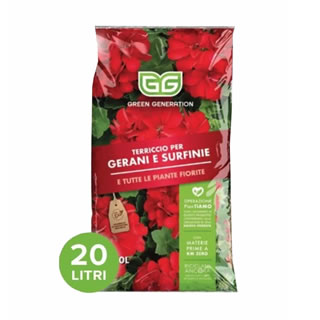 GG Green Generation Terriccio per Gerani e Surfinie e tutte le piante fiorite 20 lt