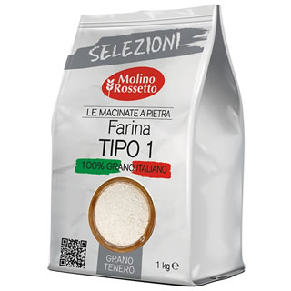 Molino Rossetto Farina Tipo 1, Grano tenero  100% Italiano macinato a pietra 1 kg