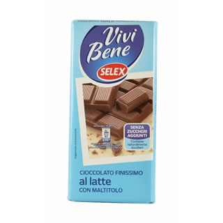 Cioccolato Vivi Bene Selex al Latte Senza Zucchero 100 g