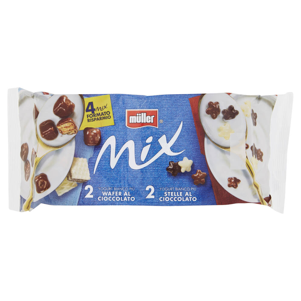 Müller Mix 2 Yogurt bianco più stelle al cioccolato - 2 Yogurt bianco più  wafer al cioccolato 600 g