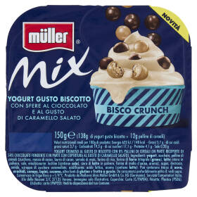müller Mix Bisco Crunch Yogurt Gusto Biscotto con Sfere al Cioccolato e al Caramello Salato 150 g