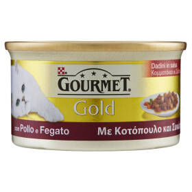PURINA GOURMET Gold Gatto Dadini in salsa con Pollo e Fegato lattina 85g