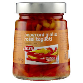 Selex Peperoni Giallo Rossi Tagliati Aromatizzati con Aceto di Vino 300 g