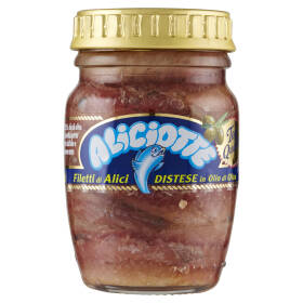 L'Isola d'Oro Aliciotte Filetti di Alici Distese in Olio di Oliva 90 g