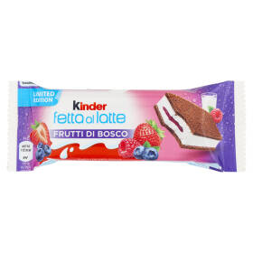 Kinder Fetta al Latte Frutti di Bosco: pan di spagna con farcitura al latte e Frutti di Bosco 5x28g
