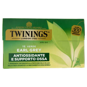 Twinings Earl Grey Tè Verde aromatizzato Bergamotto Antiossidante e Supporto Ossa 20 filtri The 40 g