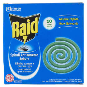 Raid Spirali Antizanzare, 10 Spirali Antizanzare + 1 Supporto metallico