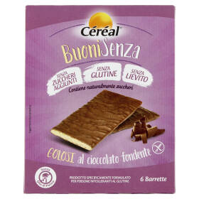 Céréal, Crackers BuoniSenza Golosi al cioccolato fondente, senza glutine, senza lievito - 6 x 17 g