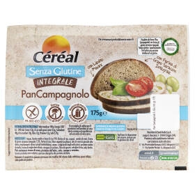 Céréal senza Glutine Integrale, Pan Campagnolo senza lattosio, Pane a fette - 175g