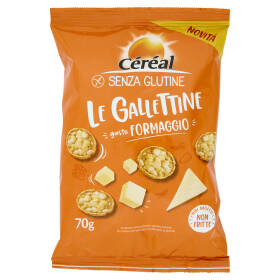 Céréal Senza Glutine Le Gallettine, gusto Formaggio, mini gallette ai cereali non fritte - 70 g