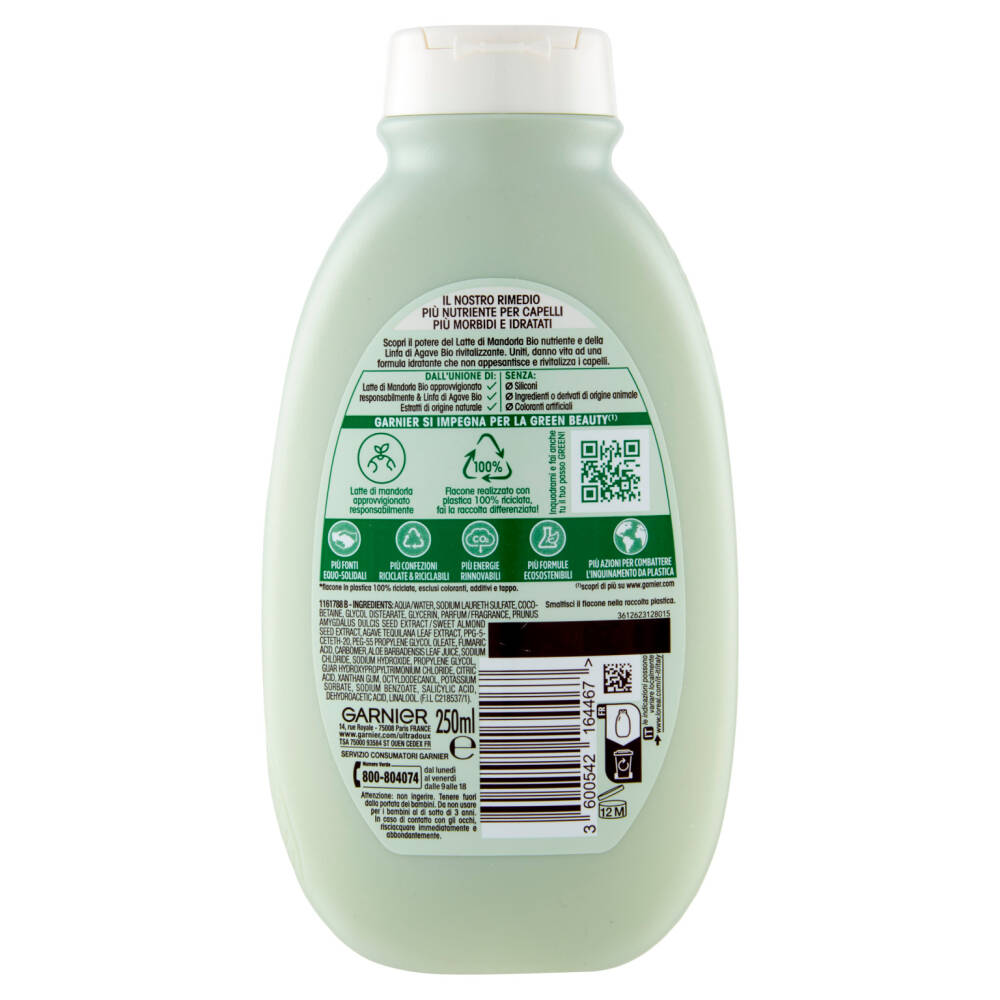 Garnier Ultra Dolce Shampoo Latte di Mandorla, Shampoo Nutriente per
