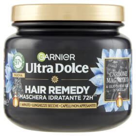 Garnier Ultra Dolce Hair Remedy Maschera per Capelli Idratante 72H Carbone Magnetico, 340 ml