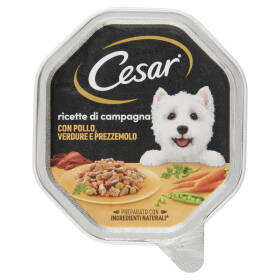 Cesar Ricette di Campagna Cibo Umido Cane in Vaschetta con Pollo, Verdurine e Prezzemolo 150 g