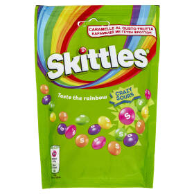 Skittles Crazy Sours, Caramelle Frizzanti Assortite al Gusto Frutta 136g