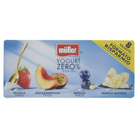 müller Yogurt Zero% Grassi Fragola, Pesca&Maracuja, Mirtillo in