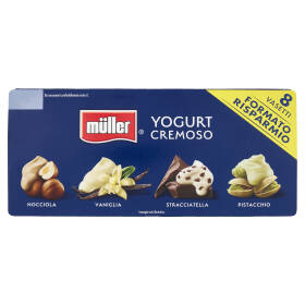 müller Yogurt Cremoso Nocciola, Vaniglia, Stracciatella, Pistacchio 8 x 125 g
