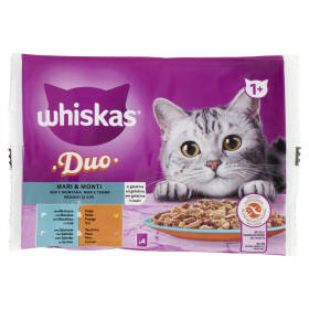 Whiskas Duo Mari & Monti in gelatina, con Merluzzo & Pollo, con Salmone & Tacchino 4 x 85 g