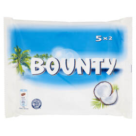Bounty Snack di Cioccolato al Latte Ripiena al Cocco, Multipack da 5 x 57g