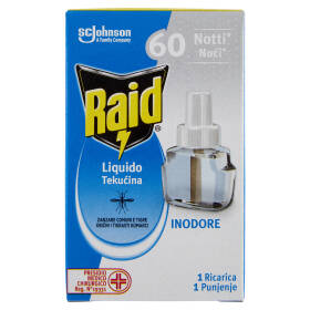 Raid Liquido Elettrico Ricarica 60 Notti, Inodore 36 ml