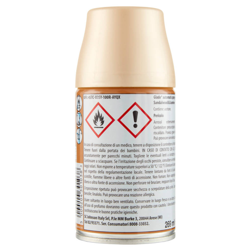 Glade Automatic Spray Ricarica, Profumatore per Ambienti, Fragranza Sensual  Sandalwood&Jasmine 269ml