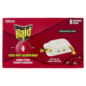 Raid Esca Scarafaggi Insetticida, Inodore, Pronta all'Uso in Spazi Interni ed Esterni, 6 pz da 2,5 g