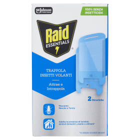 Raid Essentials Trappola Insetti Volanti; Moscerini, Mosche e Tarme, 100% Senza Insetticida, 2R