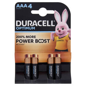Duracell Optimum AAA 4 Mini Stilo / Micro Alcalina 1.5V MX2400 4 pz