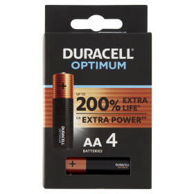 Duracell Optimum AA Batterie Stilo Alcaline 1.5 V LR06 MX1500 confezione da 4 Pile Duracell
