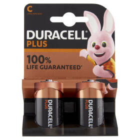 Duracell Plus C Batterie Mezza-Torcia Alcaline 1.5V LR14 MX1400 confezione da 2 Pile Duracell