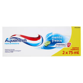 Aquafresh tripla protezione dentifricio igiene dentale menta fresca multi pack 2 x 75 ml