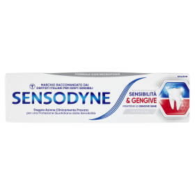 Sensodyne Sensibilità & Gengive Whitening, Dentifricio per Denti sensibili e Fastidi Gengivali, 75ml