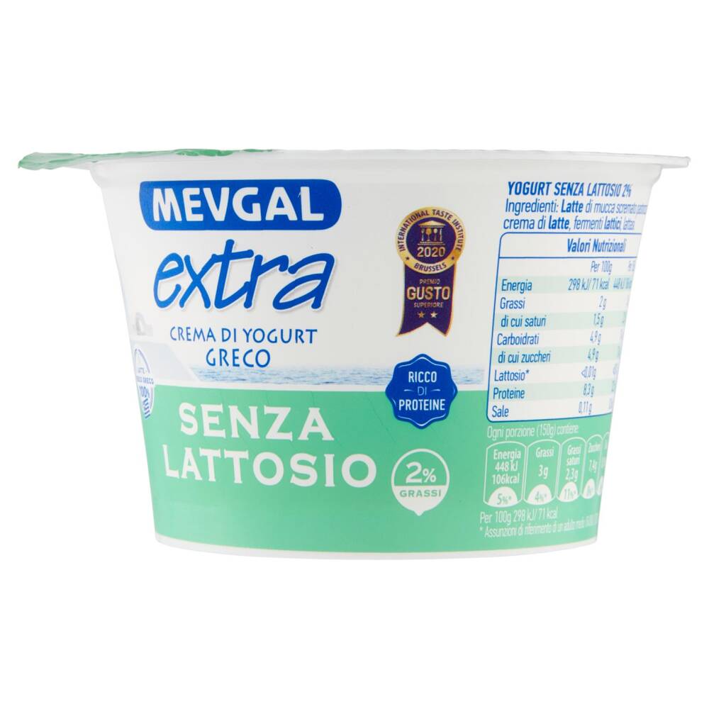 Mevgal extra Crema di Yogurt Greco Senza Lattosio 2% Grassi 150 g