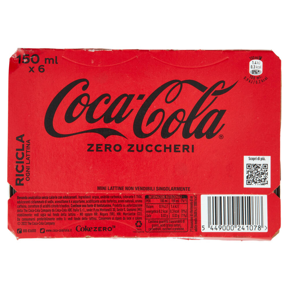 COCA-COLA Zero Zuccheri Minican 6 x 150 ml