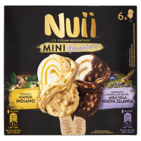 NUII Mini Adventure Cocco-Mango Indiano,Mandorle Caramell. Salate-Miele Nuova Zelanda 6 Gelati 264g