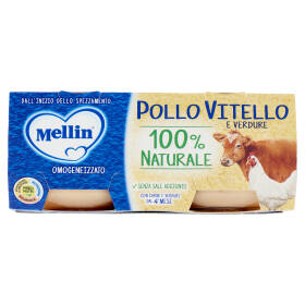 Mellin Pollo Vitello e Verdure 100% Naturale Omogeneizzato 2 x 80 g