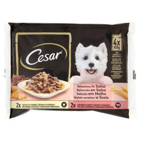Cesar Cibo Umido Cane in Buste Selezione in Salsa 4 x 100 g