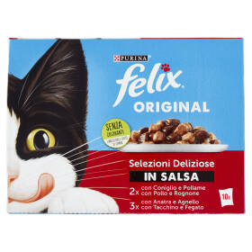 FELIX Original Selezioni Deliziose in Salsa (Coniglio, Pollo, Anatra, Tacchino) 10 x 85 g