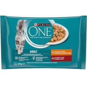 PURINA ONE Single Serve - Adult - Pollo e Manzo - 4x85g