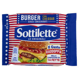 Sottilette Burger con Cheddar - formaggio fuso a fette - 370 g