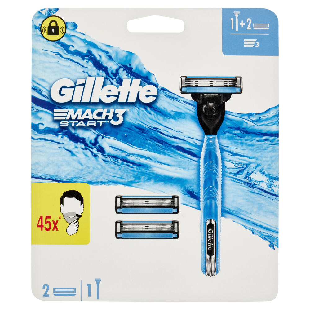 Gillette Rasoio Da Uomo Mach3 Manico Aqua-Grip + Lamette Di Ricambio, 2 ...