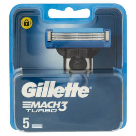 Gillette Lamette di Ricambio per Rasoio da Uomo Mach3 Turbo, 5 Ricariche