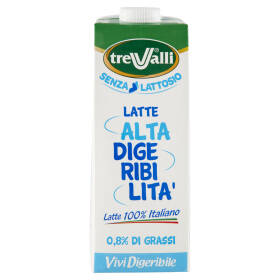 treValli Senza Lattosio Latte Alta Digeribilità 0,8% di Grassi Vivi Digeribile 1000 ml